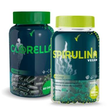 Imagem de Kit Spirulina 30 dias 60 cáps + Clorella 20 dias 60 cáps