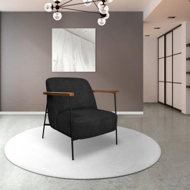 Imagem de Poltrona para Sala de Estar Elhiz Linho Boucle Preto