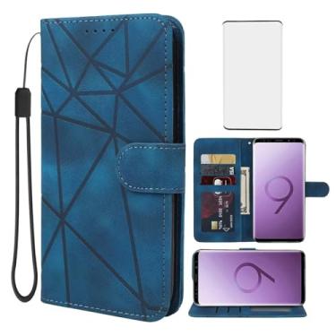 Imagem de Wanyuexes Capa para Galaxy S9, capa carteira para Samsung S9 SM-G960U com protetor de tela de vidro temperado, toque de pele PU, flip fólio, suporte para cartão de crédito, suporte para celular para