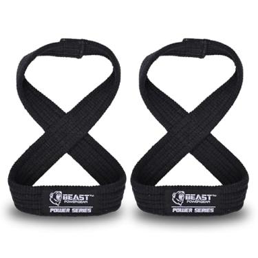 Imagem de Beastpowergear Figure 8 Strap Heavy Duty Deadlift Strap Weight Lifting Power Wrist Strap | Halterofilismo Powerlifting Exercício Masculino Feminino Preto - Pequeno 25,4 cm - Pulso Inferior a 18,4 cm