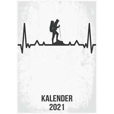 Imagem de Kalender 2021: DIN A4 Kalender von 01/2021 - 12/2021 1 Tag = 1 Seite mit großem Tageskalender und großartiger Übersicht. Monatsübersicht, ... / Wandern Berge heartbeat herzschlag