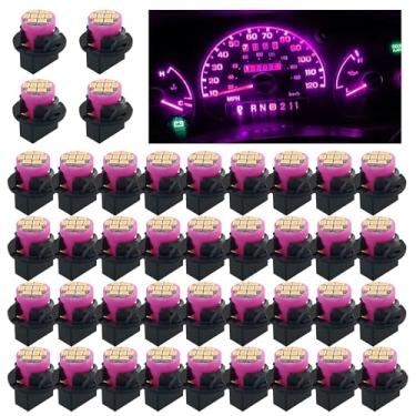 Imagem de GLOFE 40 peças T10 194 168 lâmpadas LED para instrumentos de painel com soquete de trava de torção, rosa brilhante/roxo lâmpadas de cluster de instrumentos para painel de luzes indicadoras de painel
