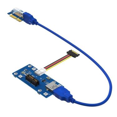 Imagem de PCI-E 1x para 1X/4x/8x/16x Adaptador de cartão Riser com USB 3.0 e cabo de alimentação SATA e LED de descoloração automática e pastilhas magnéticas para pés para máquina de mineração melhorada