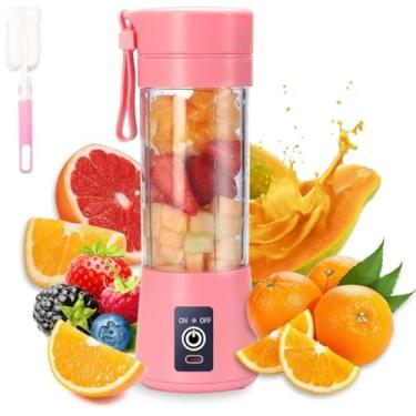 Imagem de Mini Liquidificador Portatil Mixer Portatil Shake Coqueteleira Eletrica Sem Fio (ROSA)