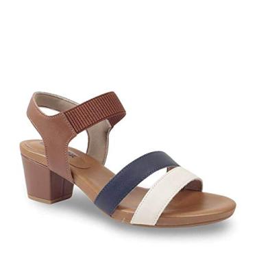 Imagem de Sandália Usaflex Y8209 Couro Salto Bloco Feminino