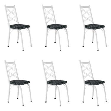 Imagem de Kit 6 Cadeiras De Cozinha Delaware Estampado Mosaico Silver Pés De Ferro Branco