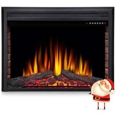 Imagem de Lareira Elétrica de Embutir A68x91L com 5 Cores de Chamas Ajustável, Controle Remoto e Proteção Contra Superaquecimento, 110V, Joy Pebble, Preta
