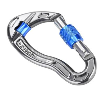 Imagem de shamjina Mosquetão de escalada, mosquetão de liga de alumínio para montanhismo, 25kn para rapel, caminhadas, acampamento, caça, Azul