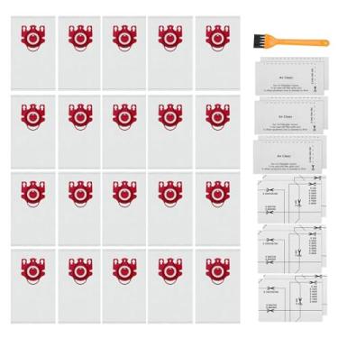 Imagem de Pacote com 20 sacos de aspirador de pó FJM compatíveis com Miele FJM Bags AirClean 3D Efficiency, inclui 6 pares de filtros pré-motor e pós-motor