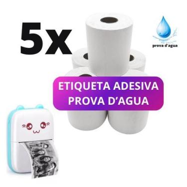 Imagem de 5 rolos etiqueta adesiva prova dagua para impressora gatinho - Xd Mega