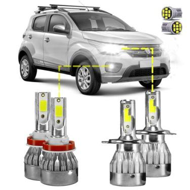 Imagem de Kit Ultra Led Completo Fiat Mobi 2016 a 2023 20000lm 6500k - V10