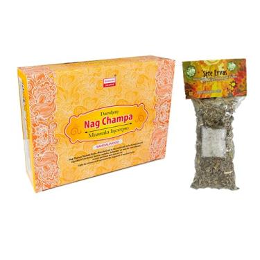 Imagem de Incenso Indiano Darshan Massala Nag Champa Sandalwood Caixa 25 Unidades + Banho Djovia Sete Ervas