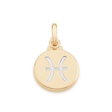 Imagem de Pingente banhado ouro 3x 24k 18k e 22k feminino redondo signo de peixe