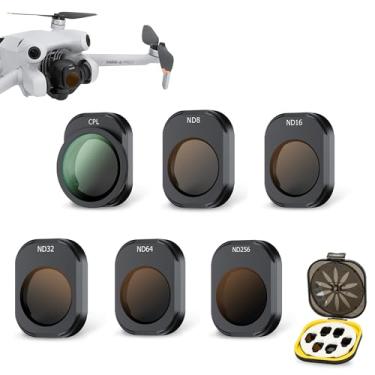 Imagem de JJC Filtros Mini 4 Pro ND, pacote com 6 filtros multi-revestidos ND8/ND16/ND32/ND64/ND256/CPL e filtro ND compatíveis com drone DJI Mini 4 Pro, estrutura leve e de alumínio, acessórios DJI Mini 4 Pro