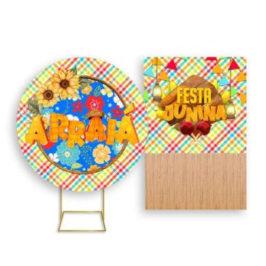 Imagem de Painel De Festa Redondo 1,50x1,50 + Painel Vertical 1,50x2,20 - Arraiá