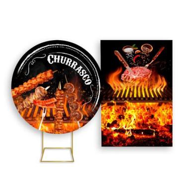 Imagem de Painel De Festa Redondo 1,50x1,50 + Painel Vertical 1,50x2,20 - Churra