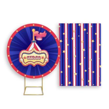 Imagem de Painel De Festa Redondo 1,50x1,50 + Painel Vertical 1,50x2,20 - Circo 