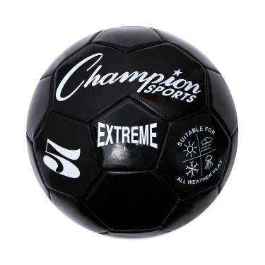 Imagem de Bola de futebol da série Extreme, tamanho 5 – bolas padrão universitárias, profissionais e da liga – todos os climas, toque suave, retenção máxima de ar – para adultos, adolescentes, preta