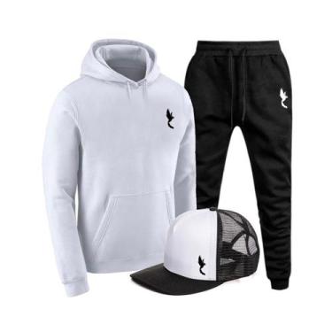 Imagem de Conjunto Moletom Masculino Canguru Confortável + Boné Macio - Polo Blu