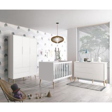 Imagem de Jogo de Quarto para Bebê Completo 3 Portas Théo New Branco Fosco com N
