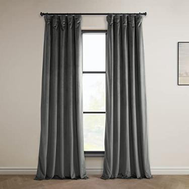 Imagem de HPD Half Price Drapes Cortinas de veludo de pelúcia Heritage para quarto e sala de estar 50 x 108, VPYC-198595-108 (1 painel) cinza pimenta