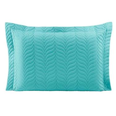 Imagem de Porta Travesseiro de Algodão Matelado Avulso Paris Verde Tiffany - MR 