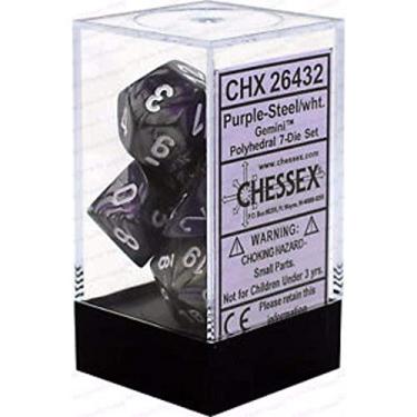 Imagem de Chessex GeminiT Polyhedral 7-Die Set, Purple/Steel/White