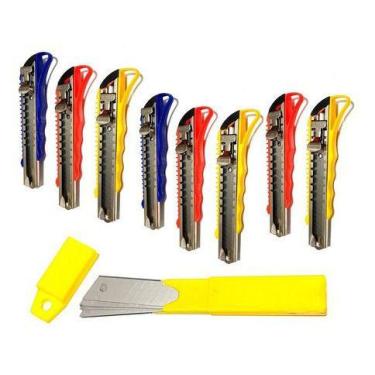 Imagem de Kit Com 8 Estilete Profissional 18mm Tipo Olfa + 40 Lâminas - NAVY1