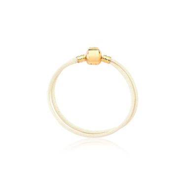 Imagem de Pulseira Infantil Cordão Off White Revestida em Ouro - VL ACCESSOIRES