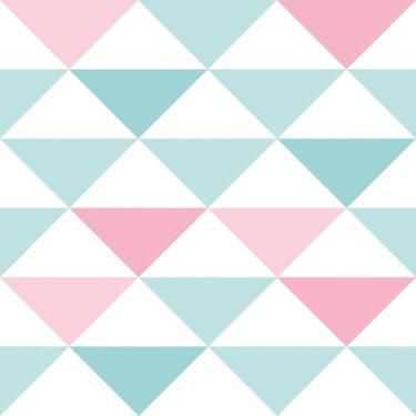 Imagem de Papel de parede coleção Brincar 3600 Triangulo Azul e Rosa  - BOBINEX
