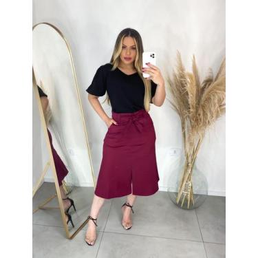 Imagem de Saia Midi Evasê Marcala Tecido Bengaline - Vilma Valentti, gg