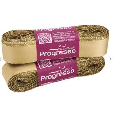 Imagem de Fita de Cetim 22 mm COR 228 Dourado Natal 10 mt Fitas Progresso - Insp
