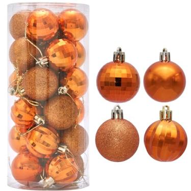 Imagem de Diahom Bola de Natal 24 ct 4 cm laranja mini enfeites de Natal para pendurar árvores guirlanda festa de casamento decoração de loja de escritório em casa bandeja de nível enchimento de vaso