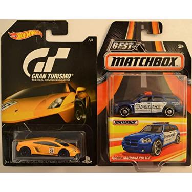 Imagem de Hot Wheels 2 Cars Bundle Lamborghini Gallardo LP 570-4 Superleggera Gran Turismo Series & MBX Dodge Magnum Police Best of Matchbox Series 1:64 Scale Collectible Die Cast Model Car