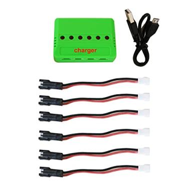 Imagem de Carregador rápido de bateria Lipo de entrada de corrente 6 em 1 máx. 2,5 A de 3,7 V para carregador de drone com cabos de porta JST/SM/2.0 (carregador com cabo SM)