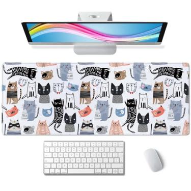 Imagem de Gatos engraçados e garrafa de leite grande tapete de mouse pad GG tapete de mesa tapete de teclado bonito decoração de escritório acessórios de mesa para mulheres homens mousepad completo GG tapete de