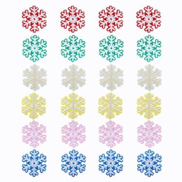 Imagem de SaktopDeco 24 Patches de Floco de Neve Colorido Floco de Neve Remendos Bordados Floco de Neve para Roupas de Inverno Acessórios DIY