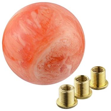 Imagem de Padaodao Manípulo de câmbio de transmissão, cabeça de alavanca de engrenagem esférica com 3 adaptadores para a maioria dos carros automáticos manuais e caminhões SUV, vermelho e laranja