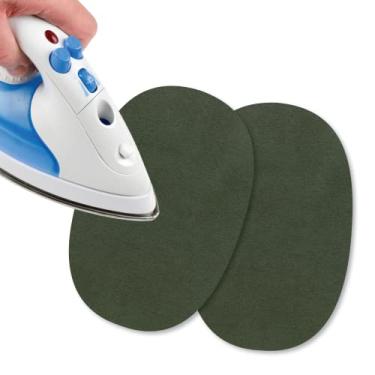 Imagem de USIT, 2 miniadesivos de camurça simulada a ferro, 12,7 x 7,6 cm, ideal para consertar calças, jaquetas e camisas, corantes inalteráveis, verde floresta