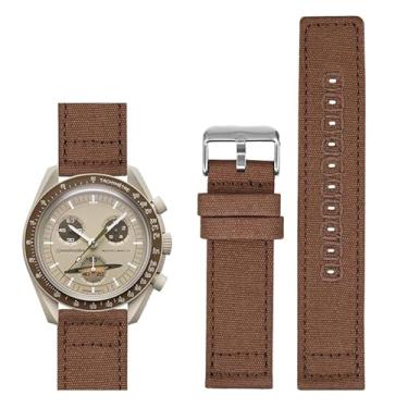 Imagem de Pulseiras de lona de liberação rápida para relógios Omega, pulseira de relógio de lona de nylon para relógios Breitling (24 mm, marrom)