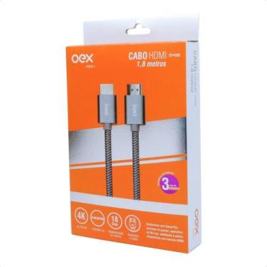 Imagem de Cabo Hdmi 2.0 Ultrahd Nylon Banhado Ouro 1.8 Metros Oex Ce500 - Oex En