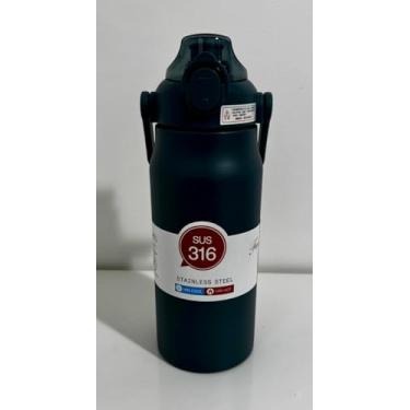 Imagem de Garrafa Térmica Grande em Aço Inox com Canudo, Alça e Trava Parede Dupla 1,2L Para Esportes, Academia, Camping e Trilhas. (Azul)