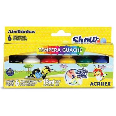Imagem de Tinta Guache Com Pincel - 6 cores - 8 ml - ACRILEX