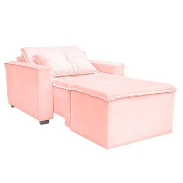 Imagem de Poltrona Cama com Puff para Sala Confortavél Moderna Suede - BelarStor