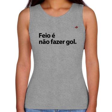 Imagem de Regata Feminina Feio é não fazer gol - Foca na Moda, Cinza, G