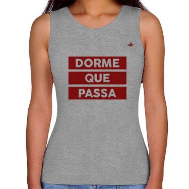 Imagem de Regata Feminina Dorme que passa - Foca na Moda, Cinza, GG