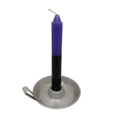 Imagem de Vela Palito Bicolor Preta Roxa 50 unidades 12cm - Vela Oliveira