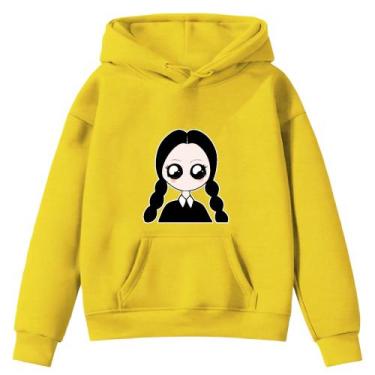 Imagem de Moletom Infantil Wandinha Fofa Pequena Desenho Infância Bolso Canguru 