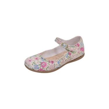 Imagem de Sapatilha Boneca Infantil Menina Camurça Branco Floral Rosa e Azul - R