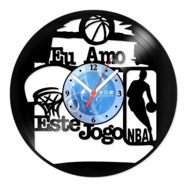 Imagem de Relógio De Parede Disco Vinil Esportes - Amo Basquete - VES-171 - Mode